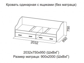 Кровать одинарная с ящиками (Без матраца 0,9*2,0) в Берёзовском - beryozovskij.магазин96.com | фото